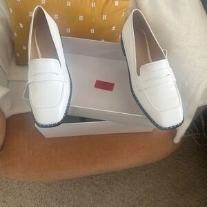 Nordstrom white leather flats